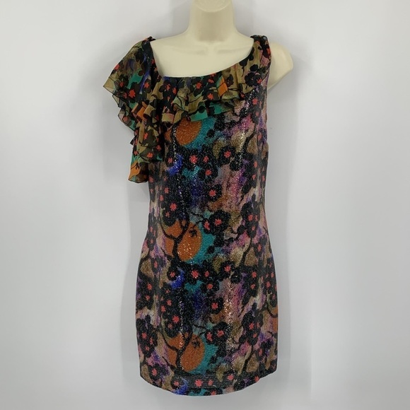 DVF Diane von Furstenberg Amora Cherry Blossom dress sequin chiffon ruffle New 6 - Picture 1 of 5